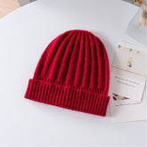 Kids Ribbed Cashmere Beanie Ribbing Hem Boys and Girls Cashmere Hat